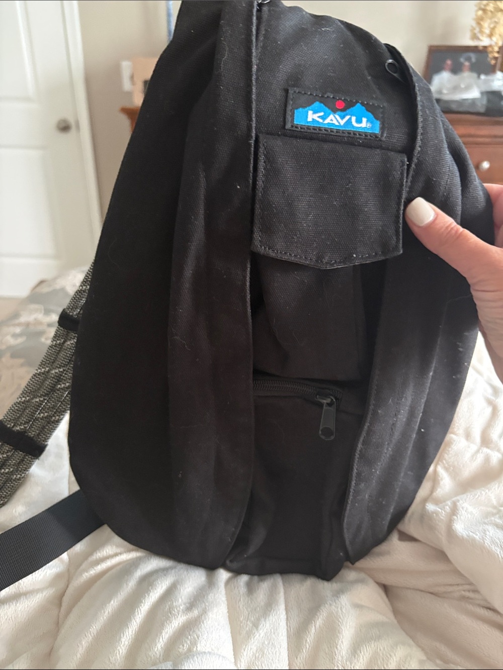 Kavu Black Sling Backpack with Front Zip Pocket